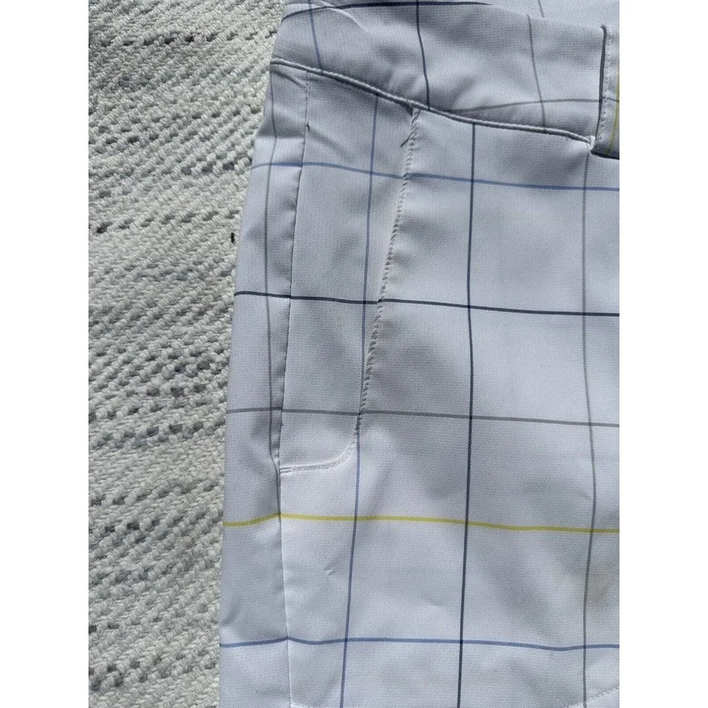 NIKE GOLF Shorts Medium White Blue Striped Chino Embroidered Swoosh Dri-Fit Mens - Picture 5 of 16